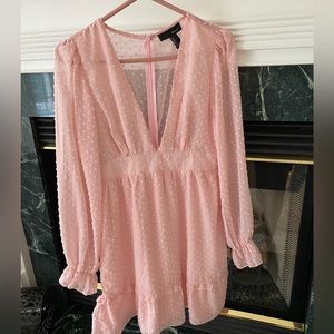 Soft Pink Dotted Swiss Ruffled Dress